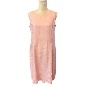 J. Jill Love Linen Shift Dress Women Size XS Lightweight Sleeveless Pink V-Neck